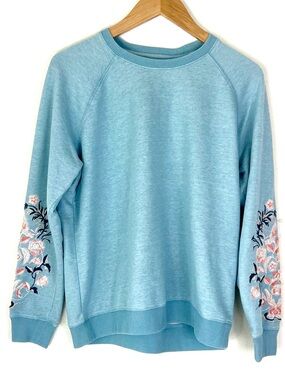 Lucky Brand vintage Y2K light blue floral embroidered sweatshirt size large
